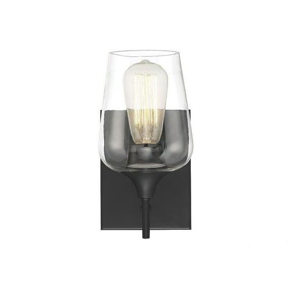 1 Light Contemporary Metal Wall Sconce with Clear Glass-9.5 inches H By 5 inches W-Black Finish Bailey Street Home 159-Bel-2893989