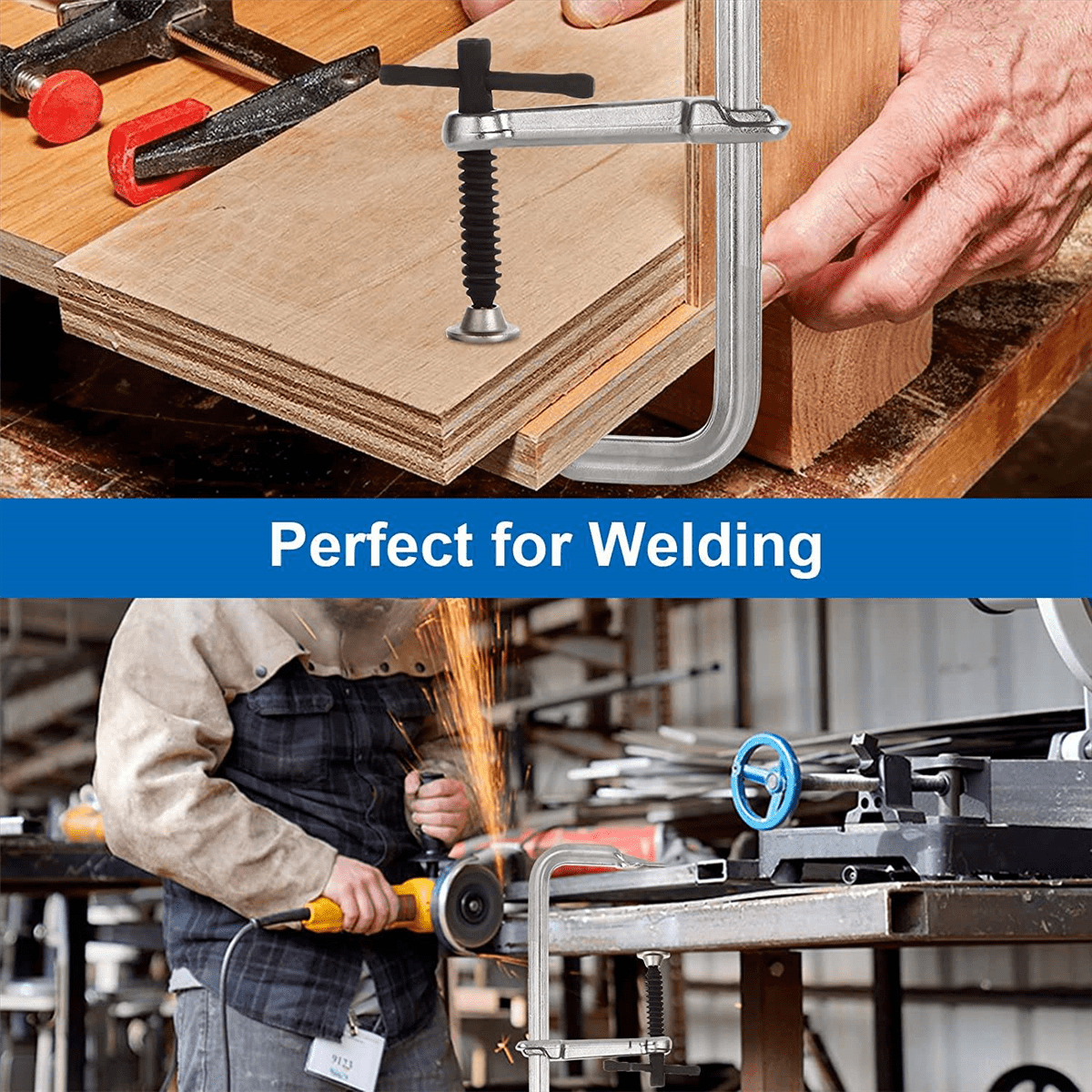F 12 Inches Welding Steel Bar Clamp Heavy Duty Max Open 12-Inch, Throat Depth 3 Inch