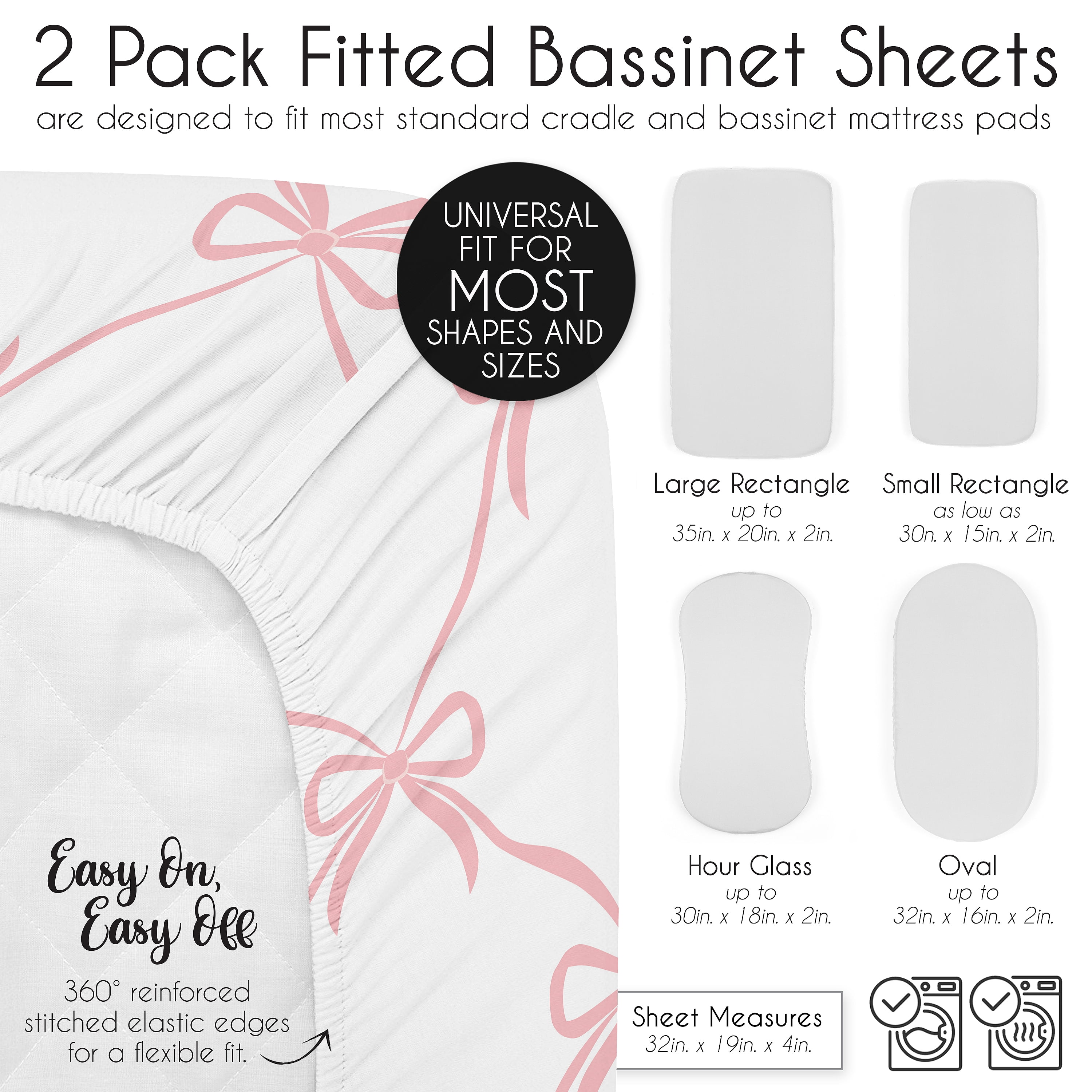 Sweet Jojo Designs Ballerina and Ballet Bows Girl Baby Bassinet Fitted Sheets Set 2 Piece