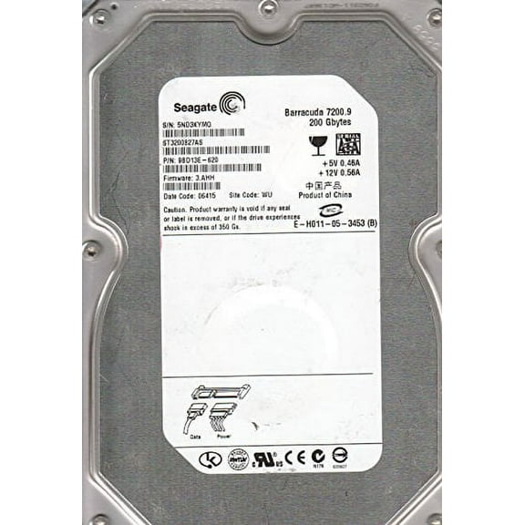 ST3200827AS, 5ND, WU, PN 9BD13E-620, FW 3.AHH, Seagate 200GB SATA 3.5 Hard Drive