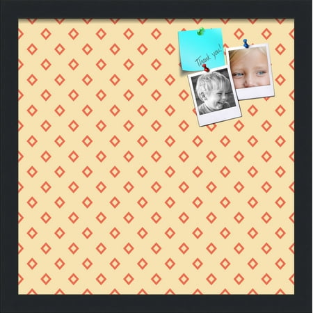 PinPix 15x15 Custom Cork Bulletin Board Red - Yellow Diamond Poster Board Has a Fabric Style Canvas Finish Framed in Red - Yellow Diamond by ArtToFrames (PinPix-333)