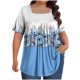 thumbnail image 3 of Tops Cortos para las Mujeres Impreso Cuello de Gran Tamaño Plisado Manga Corta Suelta Superior en Tamaños Más L-5xl, 3 of 4