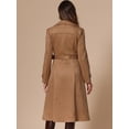 thumbnail image 3 of DARING DIVA Women's Long Faux Suede Fall Winter Trench Coat with Pockets L Brown, 3 of 6