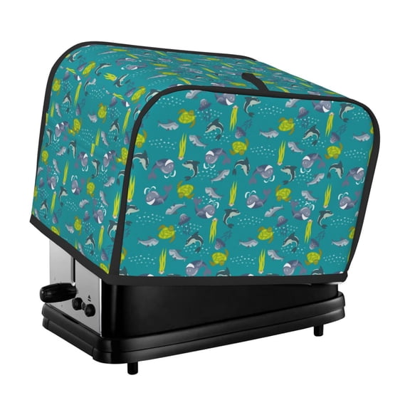 Rateoe Cute Shark Turtle Pattern Toaster Covers 2 Slice Wide Slot,Bread Machine Cover,Bread Dust Cover & Fingerprint Protection,Appliance Covers