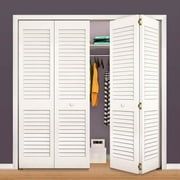 Kimberly Bay Plantation Louver-Louver Solid Core White Wood Bi-fold Door