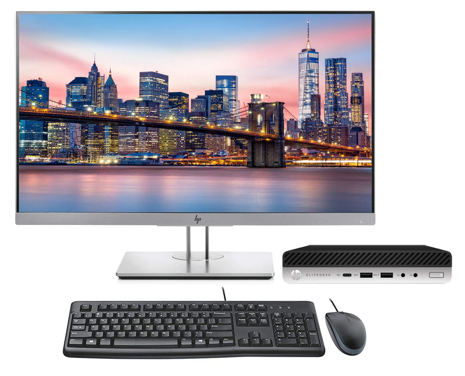 HP EliteDesk 705 G4 Desktop Mini PC Bundle with 24" FHD HP E243 Monitor