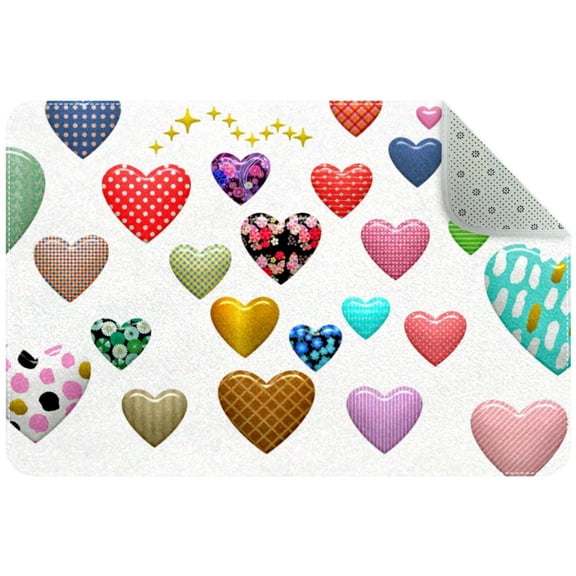 OWNTA Love Hearts Valentine Pattern Polyester Non-Slip Machine Washable Office Rug, Game Mat, and Office Mat - 31x20in