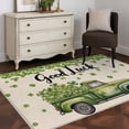 thumbnail image 4 of St Patrick's Day Shamrock Area Rug 4'x6', Green Truck Lucky Four Leaf Beige Washable Non-Slip Rugs, Low Pile Large Carpet for Living Room Bedroom Dining Room Kitchen Office Indoor Mat, 4 of 9