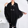 thumbnail image 6 of MESSUEN Winter Ponchos for Women Vintage Shawl Knitted Shawl Women Poncho Sweater Women's Poncho Beach Scarf Ladies Scarves Black A, 6 of 7