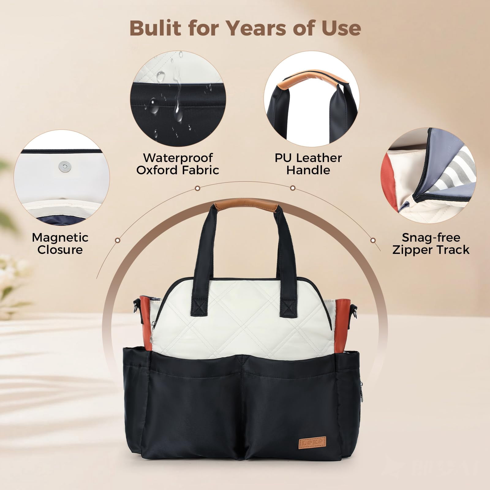 Diaper Bag Tote for Baby, Large Travel Diaper Bag with 17 Pockets, Waterproof Baby Bag with Portable Changing Pad, Crossbody Diaper Tote for Mom, Hospital Labor & Delivery Bag, Newborn Baby Essential