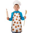 thumbnail image 2 of White Halloween Pumpkins Kids Aprons for Girls and Boys,Adjustable Neck Strap Toddler Aprons for Kids Cooking Baking, 2 of 7