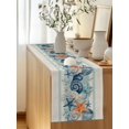 thumbnail image 2 of Retro Summer Sea Stars Shells Corals Table Runner 13x90in Non-Slip Cotton Linen Table Runners, Blue Striped Dresser Scarves TableRunner for Dinner Kitchen Dining Wedding Party, 2 of 9