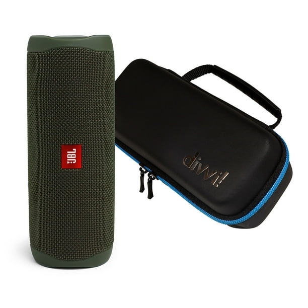 stille Kamel sympati JBL Flip 5 Green Portable Bluetooth Speaker w/Divvi! Hardshell Case Bundle  - Walmart.com