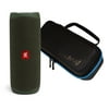 JBL Flip 5 Green Portable Bluetooth Speaker w/Divvi! Hardshell Case Bundle