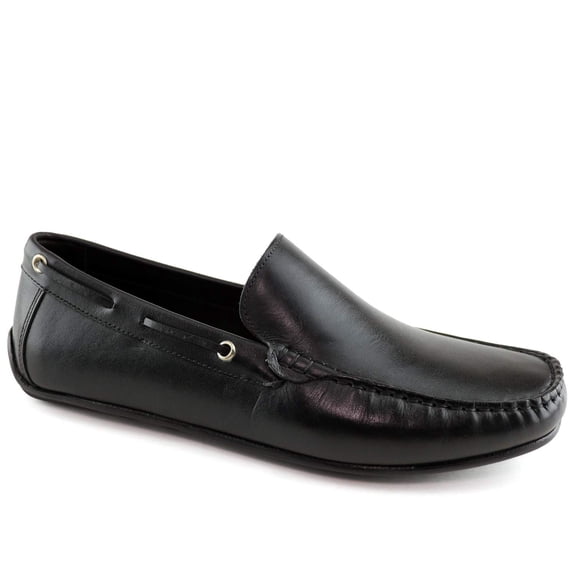 MJNY Mens Casual Comfortable Genuine Leather Lightweight Driving Moccasins Classic Fashion Venetian Loafer Slip On Breathable Driving Loafer Black Napa 9.5