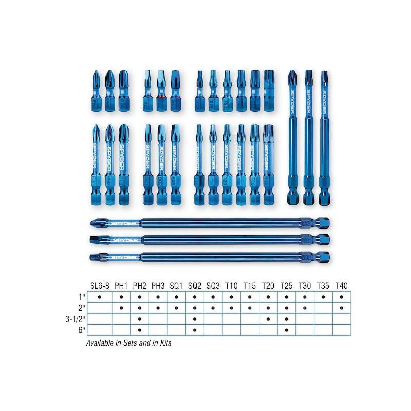 Spyder 19079 Mach-Blue 1/4-in x Phillips/Square/Torx Impact Driver Bit