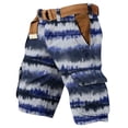 thumbnail image 3 of Men's Tie Dye Cargo Shorts With Multi-Pockets And Woven Belt Featuring Vintage Washed Effect For Summer Beach Hiking Streetwear Fashion Blue L, 3 of 5