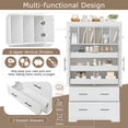 thumbnail image 5 of Harper & Bright Designs Tall Farmhouse Kitchen Pantry with 4 Doors, Dining Storage Cabinet with Pull-Out Trays, Freestanding Storage Cabinets with Drawers and Cake Pan Storage Organizer, White, 5 of 20
