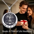 thumbnail image 6 of YAFEINI Book Necklace Sterling Silver Tree of Life Book Pendant Reading Jewelry for Women Librarian Gifts for Book Lover Readers Graduation Gifts for Her, 6 of 6