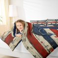 thumbnail image 4 of Feelyou Cartoon Retro Anchor Queen Comforter Set, Blue Red Stripes Bedding Sets, Oil Printing Artwork Reversible Bedding Comforter Set, Ultra Soft Home Decor, 3pcs, 4 of 8