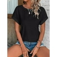 thumbnail image 4 of TEMOFON Womens Tops Summer Short Sleeve Shirts Crewneck Trendy Eyelet Embroidery Blouses T Shirts for Womens Clothes Spring Casual Tunic Tops, 4 of 8