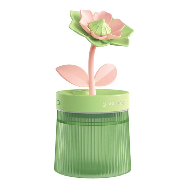 Humidificador LED, humidificador de aire, luz nocturna, 4 temporizadores, portátil, recargable, para plantas, habitación de niños, oficina, guardería. Verde