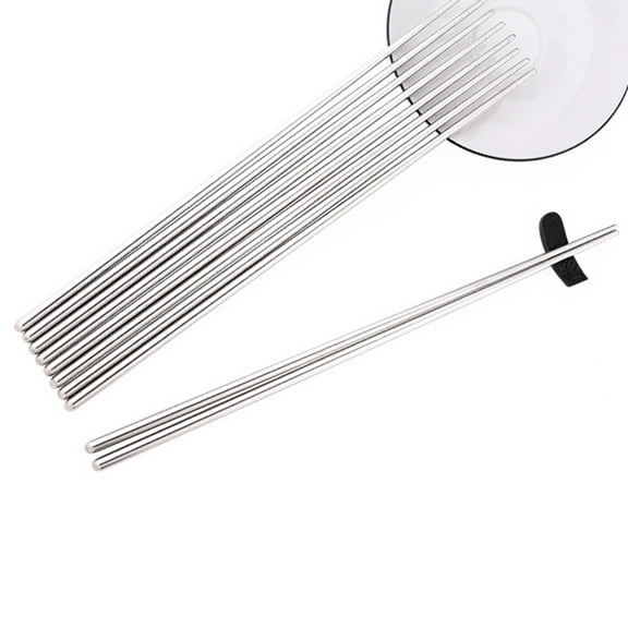 GOOHOCHY Stainless Steel Chopsticks for Kitchen Use Silver 14 Inch Long Chopsticks for Cooking