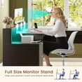thumbnail image 6 of 66" Modern L Shaped Computer Desk with 3 Drawers and Storage Cabinet, Fluted Home Office Desk with Led Lights, Wood Executive Desk, 6 of 7