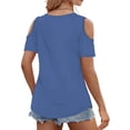 thumbnail image 5 of Womens Summer Shirts V Neck Criss Cross Cold Shoulder Tops Blouse, 5 of 5