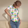 thumbnail image 3 of Pofeuu Rainbow Llama Print Short Sleeve Body Suits Women Round Neck Bodysuits for Women Onesie Adult Set Body Suit-Large, 3 of 7