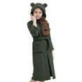 thumbnail image 3 of OGLCCG Fleece Bathrobes for Kids Boys Girls Soft Cute Bear Ear Hooded Robes Winter Warm Fuzzy Plush Warm Sleepwear with Deep Pockets 5-15Years, 3 of 6
