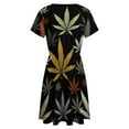 thumbnail image 5 of Weed Multicolored Black Background Dress Fashion Beach Short Sleeve Dresses Female Party Printed Sundress, 5 of 7