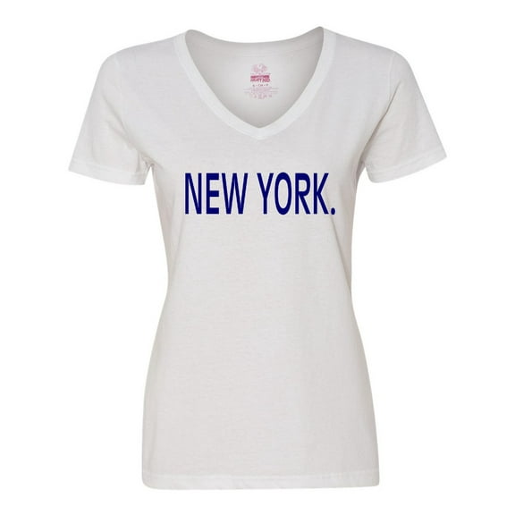 Inktastic New York in Blue Text Women's V-Neck T-Shirt