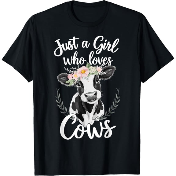 Premium model-Unisex-100% cotton-Cow Lover Just A Girl Who Loves Cows T-Shirt