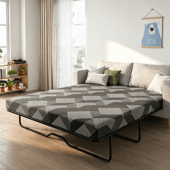 TimberVibe Studio Full 4" Medium Gel Memory Foam Mattress, Replacement Foam Mattress with Breathable Washable Cover for Sleeper Sofa, CertiPUR‑US(Only Mattress)