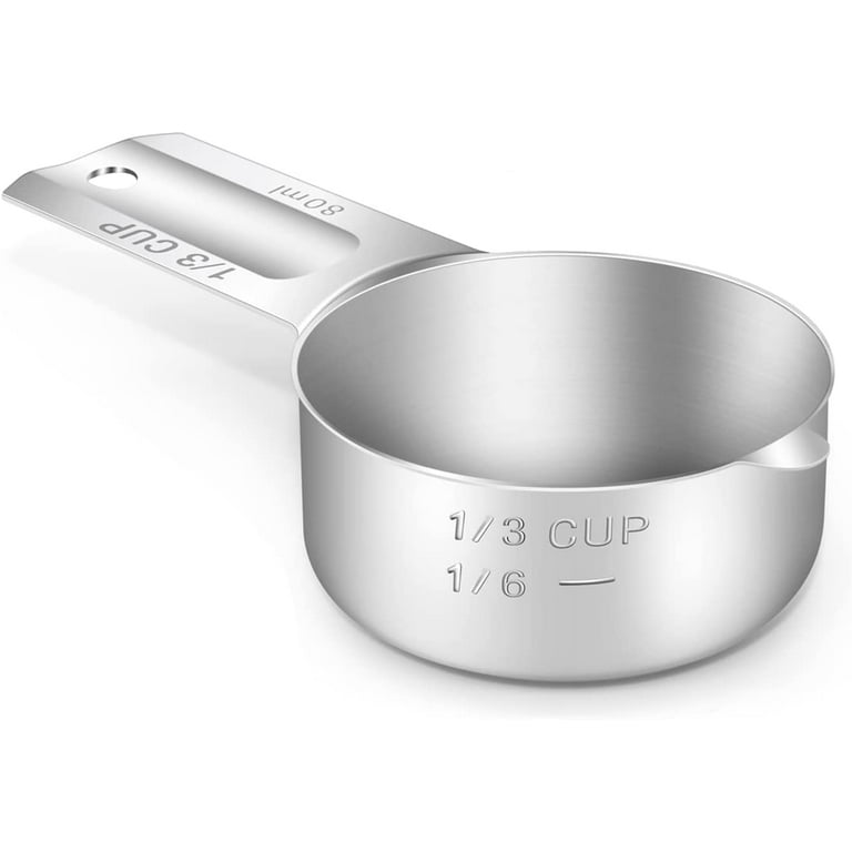 1/3 Cup (5.3 Tbsp | 80 ml | 80 CC | 2.7 oz) Measuring Cup, Stainless Steel Measuring Cups, Metal Measuring Cup, Kitchen Gadgets for Cooking