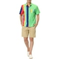 thumbnail image 2 of Lars Amadeus Men's Summer Striped Patchwork Short Sleeves Hawaiian Shirt, 2 of 6