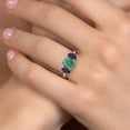 thumbnail image 4 of Gem Stone King 925 Silver and 10K Yellow Gold Green Malachite and Blue Sapphire and Lab Grown Diamond Engagement Ring for Women | 3.67 Cttw | Oval 9X7MM | Birthstone | Size 9, 4 of 6
