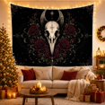 thumbnail image 3 of Skull and Moon With Crimson Roses Mysterious Gothic for Gothic Decor Fans Dark Art Lovers Mystical Wall Art Halloween Gift Tapestry Wall Hanging for Bedroom, Living Room and Dorm, 3 of 7