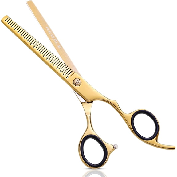 Professional Golden Thinning Shears, Barber Hair Thinning Scissors for Men & Women, Premium Stainless Steel Texturizing Shears, 30–35% Hair Removal, Salon Barber Cutting Shear with Offset Hand