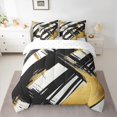 thumbnail image 2 of Homewish Black Golden Stripes Lines Twin Bedding Sets 7-Piece for Female Men Adults,Vintage Aesthetic Bedding Comforter Set Microfiber,Geometric Theme Breathable Sheet Sets,Luxury Bedroom Decor, 2 of 8