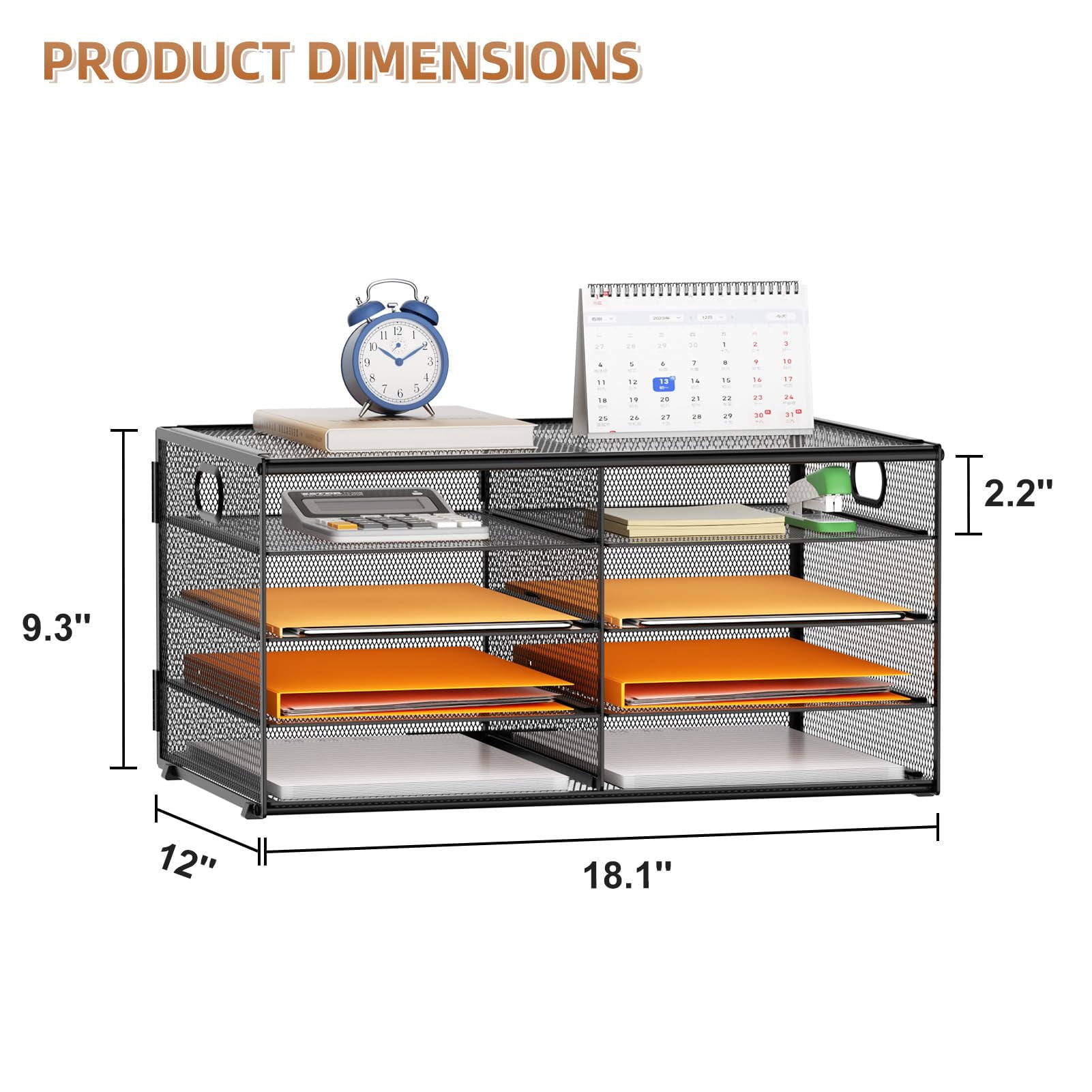 Marbrasse 5 Tier Desktop Organizer, 	paper tray organizer, Metal Desktop Storage Rack for Home Office, Black