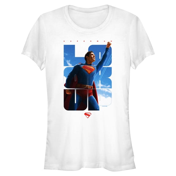Juniors Superman Look Up Classic Pose T Shirt