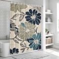 thumbnail image 5 of Sage Green Blue Floral Shower Curtain Set - Small 36" x 72" Washable Bathtub Curtain with 12 Hooks, Vintage Beige Botanical Waterproof Fabric Stall Shower Curtains for Bathroom/Bathtub Décor, 5 of 6