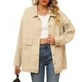 thumbnail image 3 of Women'S Button-Down Vintage Ripped Blue Denim Jacket Khaki S, 3 of 9