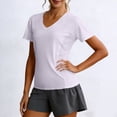 thumbnail image 4 of hoksml Women's V-Neck Short Sleeve Workout Shirt with Breathable Mesh Panels, Quick Dry Athletic Top for Running Yoga Gym, 4 of 6