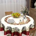 thumbnail image 6 of Merry Christmas Tablecloth Winter Floral Round Tablecloth 60 Inch Red Xmas Flower Table Cloth for Farmhouse Kitchen Decor Polyester Fabric Christmas Table Cover for Holiday Party Outdoor Camping, 6 of 6