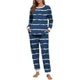 thumbnail image 3 of FAHXNVB Fleece Pajama Sets for Womens 2 Piece Soft Warm Fluffy Fuzzy Pajama Set Cute Striped Long Sleeve Cozy Winter Pj Outfits with Pockets, 3 of 6
