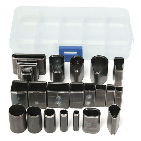 Hollow Punch Set - 24 Shape Style Steel Hole Hollow Cutter Punch Set For Handmade Leather Craft DIY Tool
