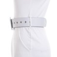 thumbnail image 5 of Woman's Sexy Solid Color Jumpsuit, Boat Neck Falbala High Waist Elastic Slim One-piece with Belt, Daily Life, 5 of 10